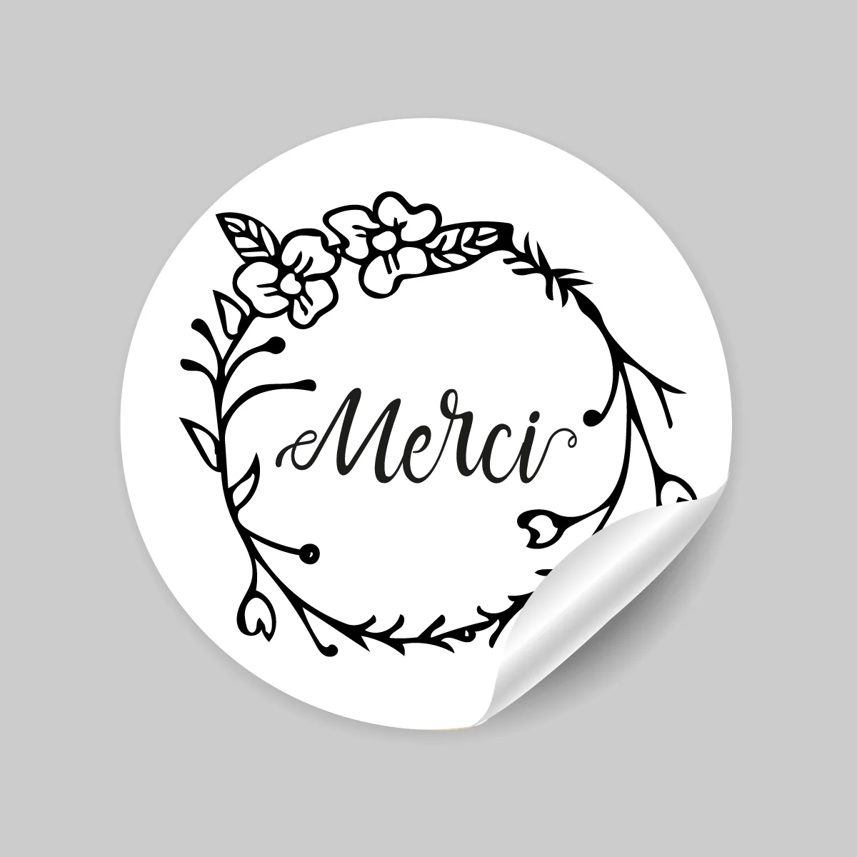 24 stickers ronds “Merci” diamètre 40 mm - Vins Vinyl Rouges Harmonieux pour Chaque Occasion