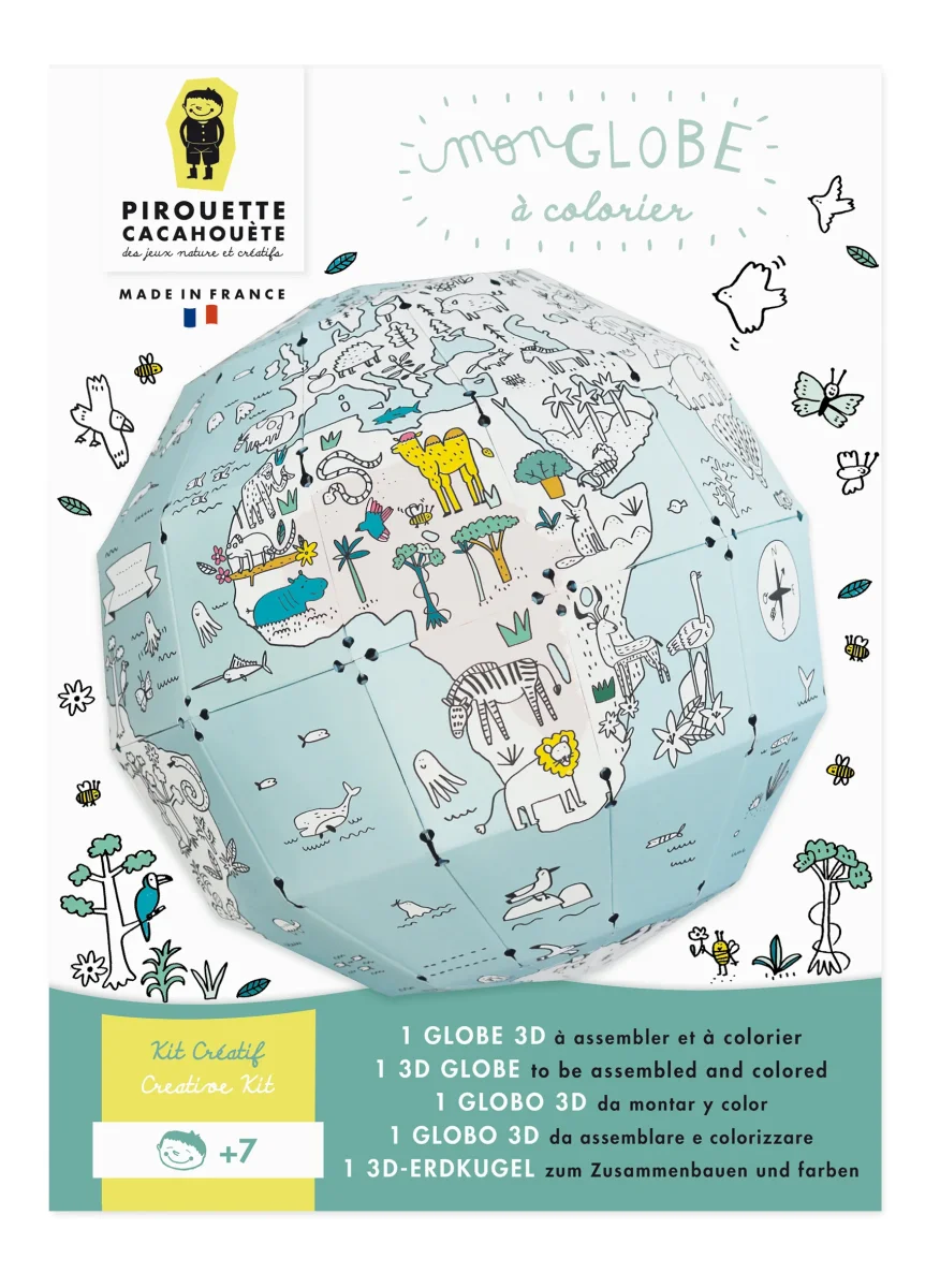 Pirouette Cacahouète - Kit créatif globe à colorier || Pirouette Cacahouète - Creative coloring globe kit - Boutique Bébé en Ligne : Soins, Jouets et Articles Maison - Globe lumineux