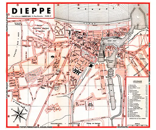 Plan de ville vintage de Dieppe - Vins Rouges Harmonieux pour Chaque Occasion Journées Nationales des Artistes - Mairie de Bouc Bel Air
