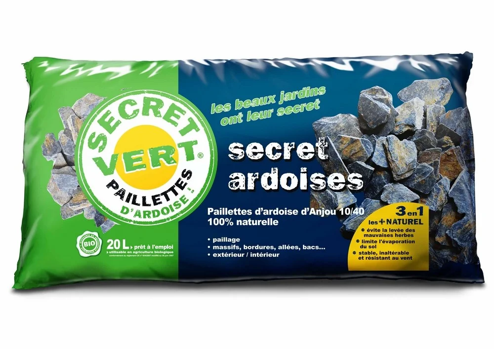 SECRET ARDOISES 10/40 20 L UAB (25 KG) Jardivrac – Bleu ambré – SECRET VERT - Éclairage de qualité avec frais de port offerts