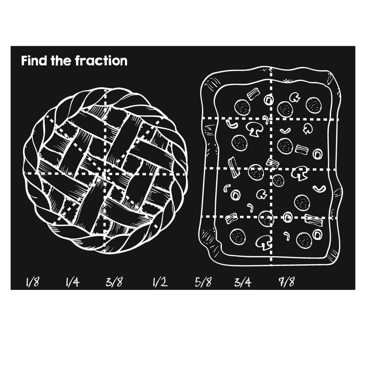 Imagination Starters - Napperon en Ardoise - Fraction||Imagination Starters - Chalkboard Placemat - Find the Fraction - Boutique Bébé en Ligne : Soins, Jouets et Articles Maison - {'count': 1, 'name': 'société'}