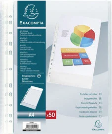 Pochettes perforées A4 , PP, grainé, transparent – EXACOMPTA - Organisation de la maison avec des solutions de rangement Pochette Exacompta