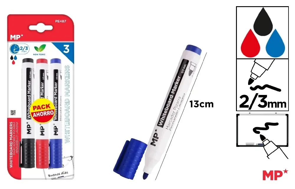 Pack economique de 3 unités de marqueurs pour tableau blanc – Madrid Papel - Organisation de la maison avec des solutions de rangement - {'count': 1, 'name': 'Surdiscount'}