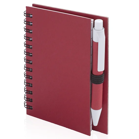 Carnet à spirales A7 et stylo en carton recyclé. 50 feuilles lignées. - Vins Rouges Harmonieux pour Chaque Occasion Stylos en Or – Ernestine & Castagnou