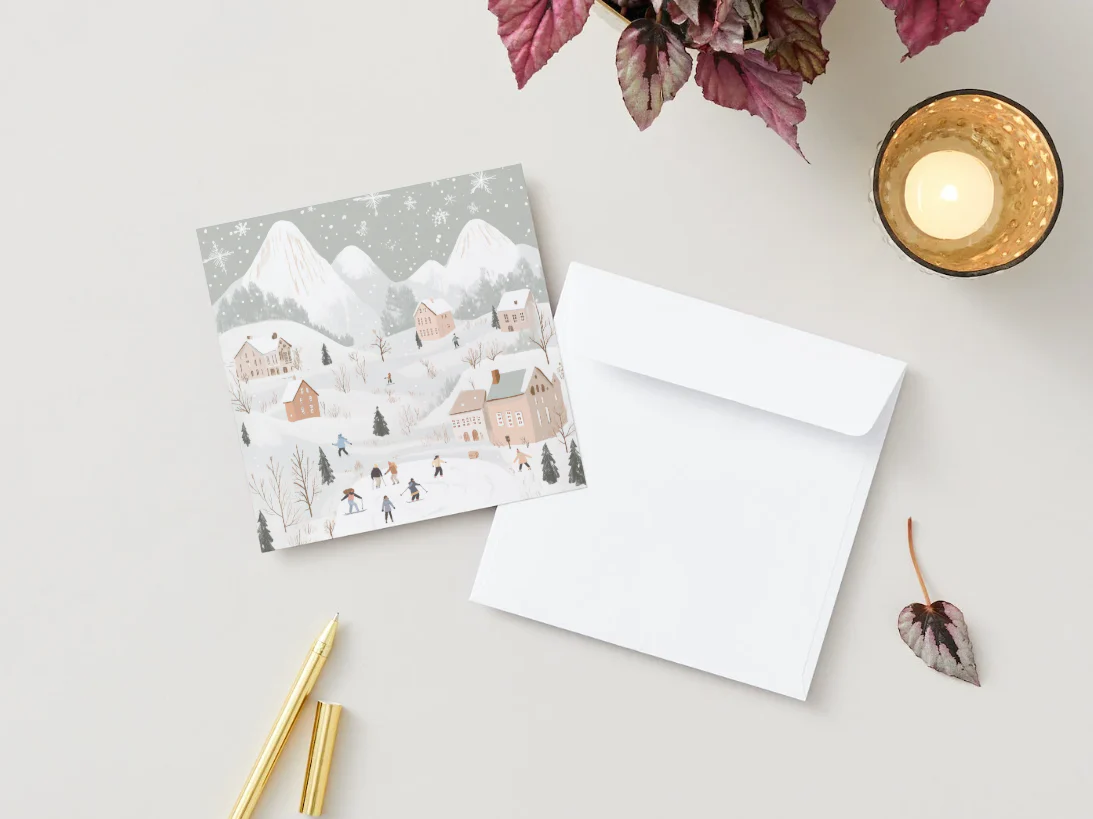 Carte de souhaits de Noël - Paysage enneigé - Veille sur toi - Boutique Maman & Bébé – Produits Essentiels au Quotidien - {'count': 2, 'name': 'enfantin'}