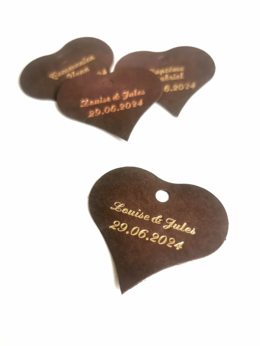 Etiquette dragées Coeur Chocolat ​Boulangerie Pâtisserie Pain Levain Viennoiseries