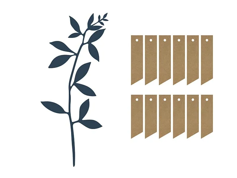 Double étiquettes + branches de feuilles bleu marine – lot de 6 - ​Boulangerie-Pâtisserie | Pain au Levain & Viennoiseries​ - {'count': 2, 'name': 'pains'}