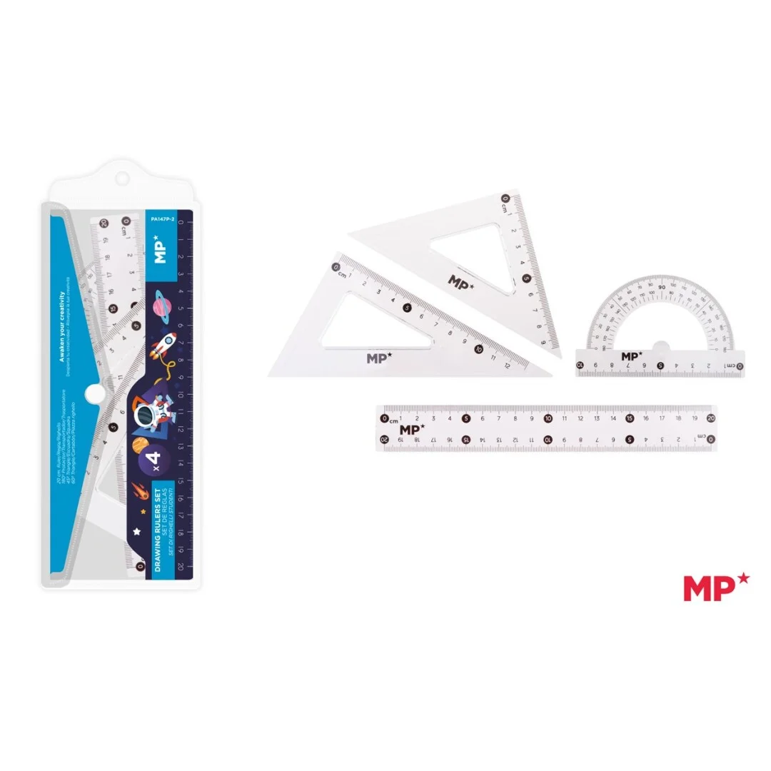 Kit de traçage 4 pièces avec règle de 20 cm – Paquet bleu – Madrid Papel - Organisation de la maison avec Generic des solutions de rangement