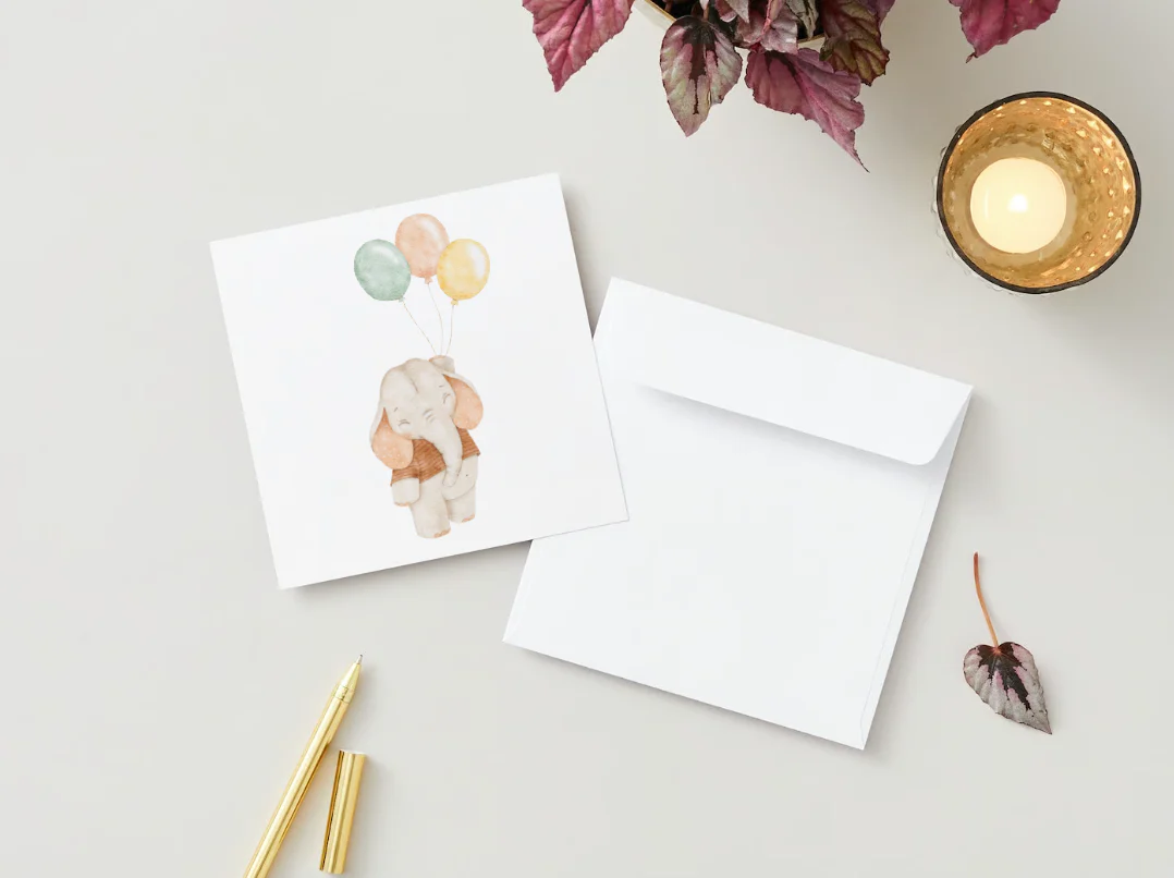 Carte de souhaits - Éléphant - Veille sur toi - Boutique Maman & Bébé – Produits Essentiels au Quotidien Carte de Félicitation Naissance Baby Éléphant - Popcarte