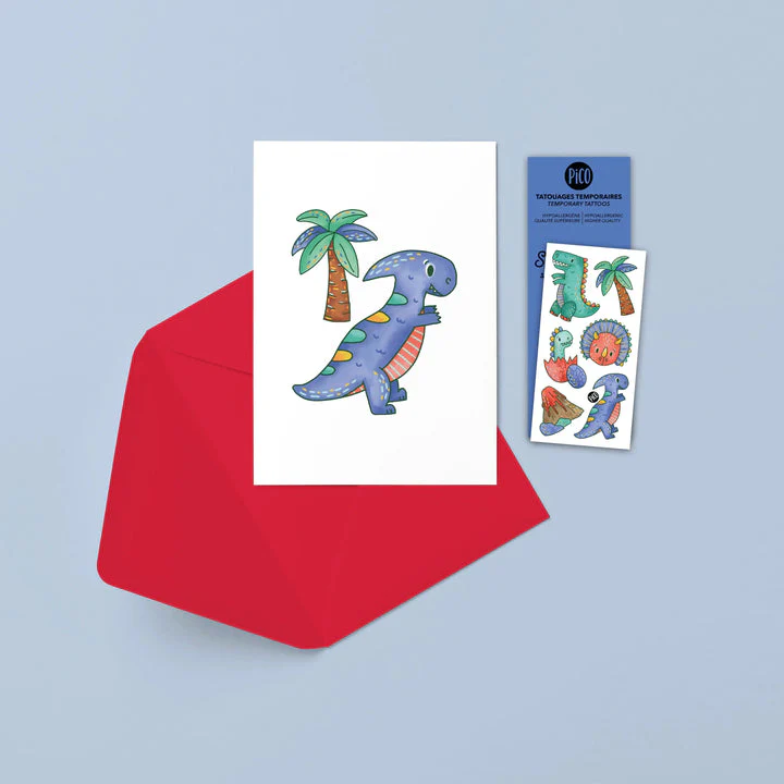 Pico Tatouage Carte Souhait Tyrannosaure Amis||Pico Tatouage Wish Card Tyrannosaurus its Friends Boutique Bébé Ligne Soins Jouets Articles Maison