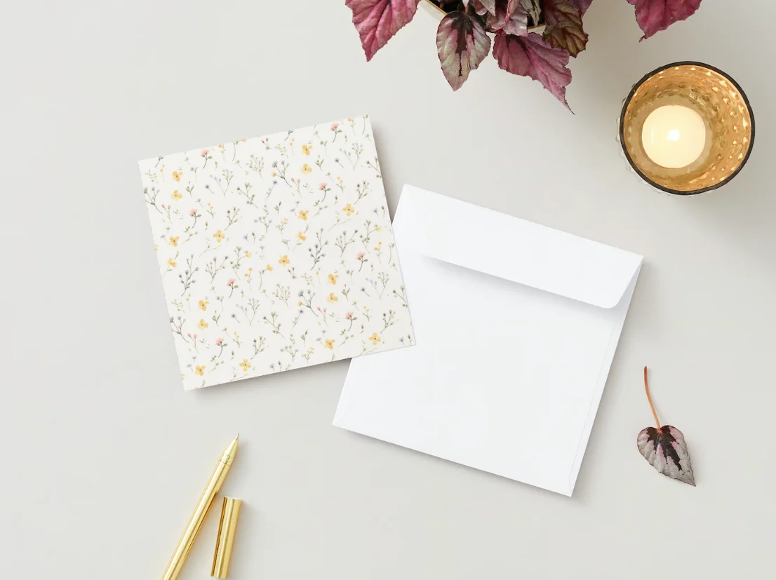 Carte de souhaits - Petites fleurs - Veille sur toi - Boutique Maman & Bébé – Produits Essentiels au Quotidien Cartes de voeux de fleur dépliante