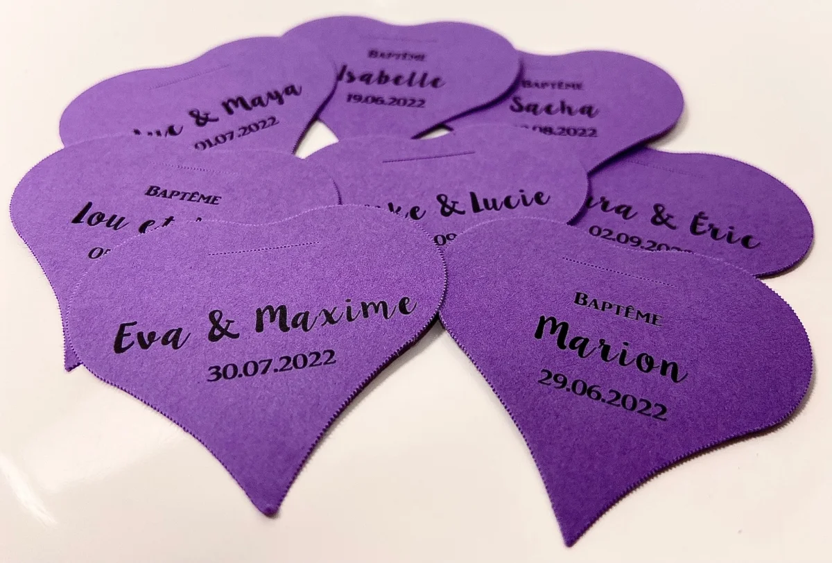 Étiquette à Dragées Personnalisée – Cœur – Violet - Offre limitée dans le temps ⏳ Ne tardez pas à commander ! - {'count': 1, 'name': 'Nouveauté'}