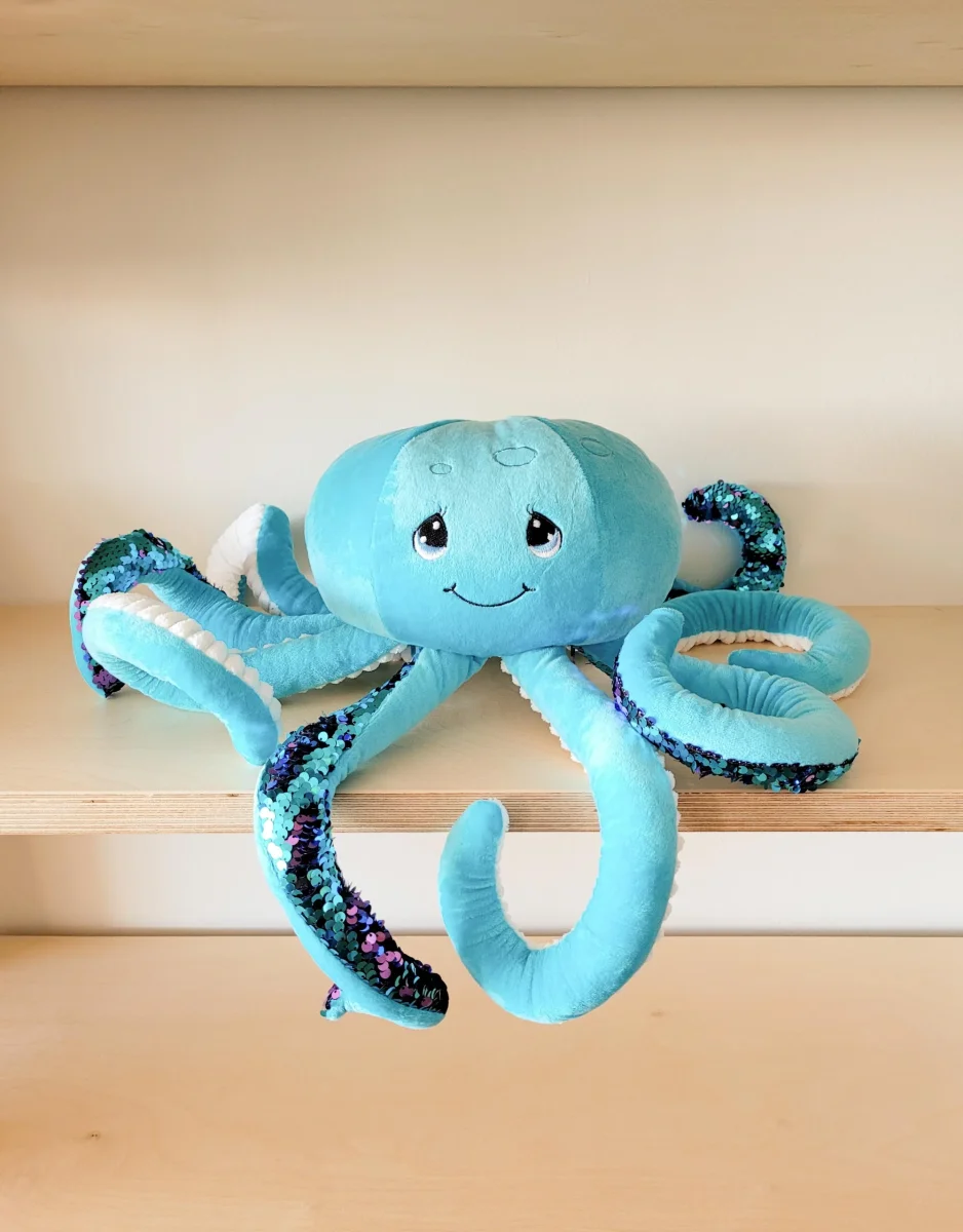 Octablue Pieuvre lourde apaisante jeux Toybox Boutique Maman Bébé Produits Essentiels Quotidien