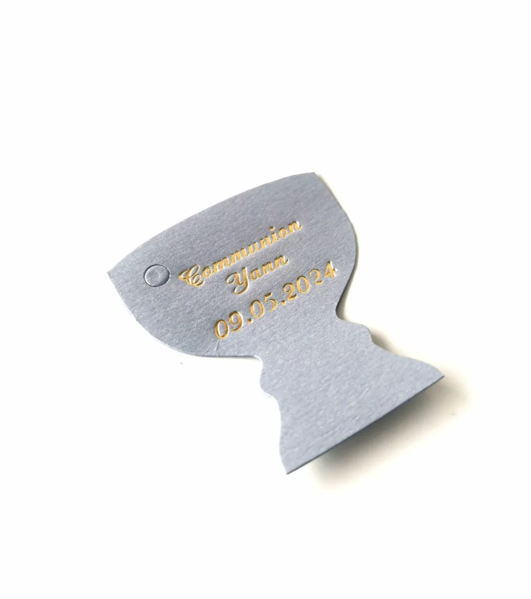 Etiquette dragées – Calice Gris – Personalisée - ​Boulangerie-Pâtisserie | Pain au Levain & Viennoiseries​ BEQUET