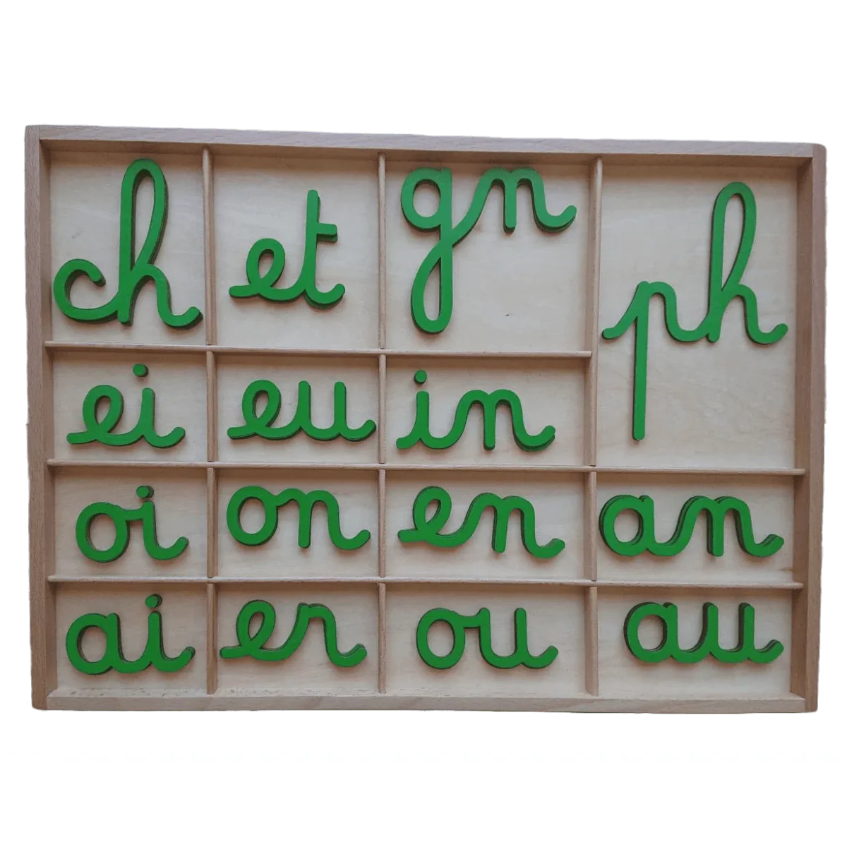 Digrammes mobiles cursifs Montessori avec boîte de rangement - Boutique Maman & Bébé – Produits Essentiels au Quotidien - {'count': 19, 'name': 'Rangement'}