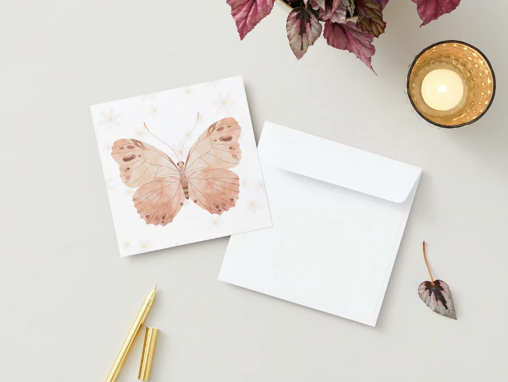 Carte de souhaits - Papillon - Veille sur toi - Boutique Maman & Bébé – Produits Essentiels au Quotidien - {'count': 1, 'name': 'Soins'}