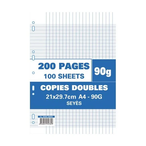 Copies Doubles Perforées 200 Pages 90g Seyès 21 x 29,7 cm Papier Blanc - Organisation de la maison avec des solutions de rangement Mon Rangement Idéal pour tous mes papiers de couleur