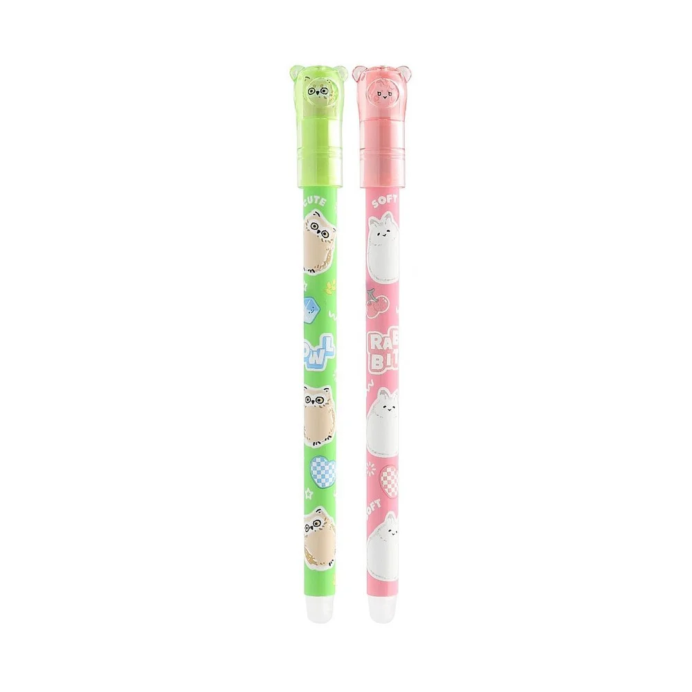 Stylo Effaçable Tête Rotative – Hibou & Lapin - Organisation de la maison avec des solutions de rangement Porte-Stylo Lapin Carré - Bureau Enfant Organisé | Fournitures | Oneaday