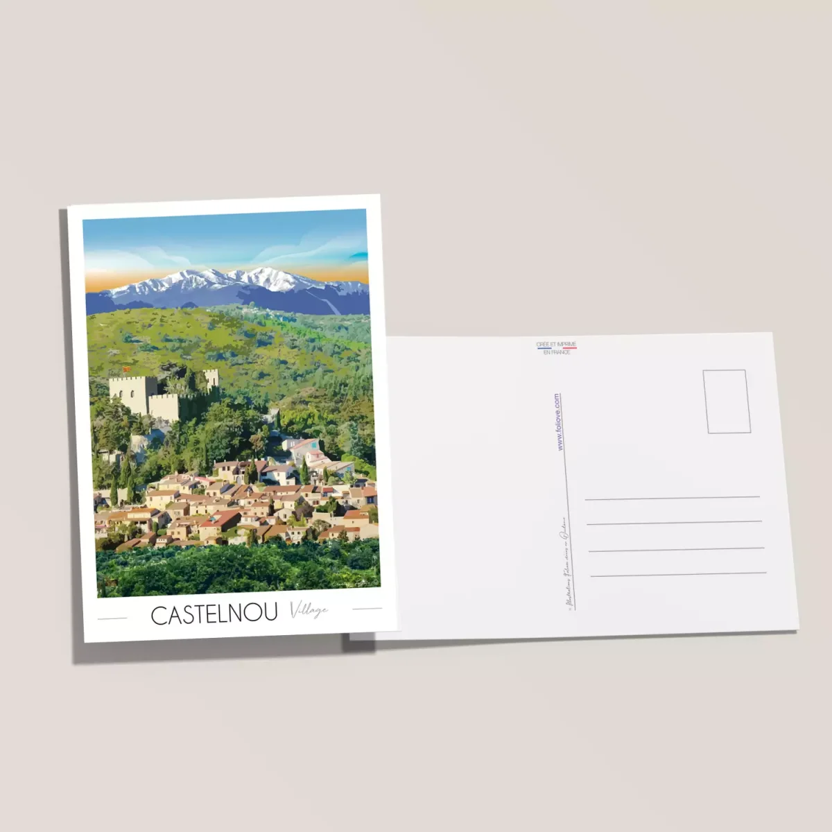 Carte postale Castelnou - Vins Rouges Harmonieux pour Chaque Occasion - affiche carte vin occasion
