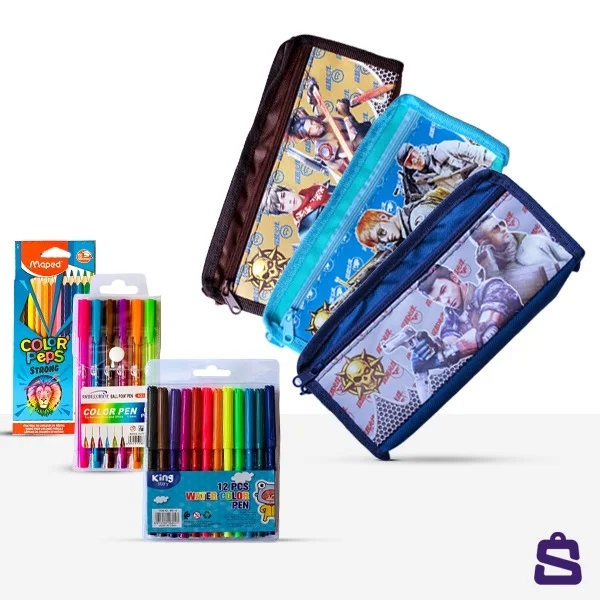 Trousse Scolaire Garçon +feutres + crayons de couleurs + stylo de couleur - Vins Rouges Harmonieux pour Chaque Occasion Ninon la trousse personnalisable en polyester recyclé