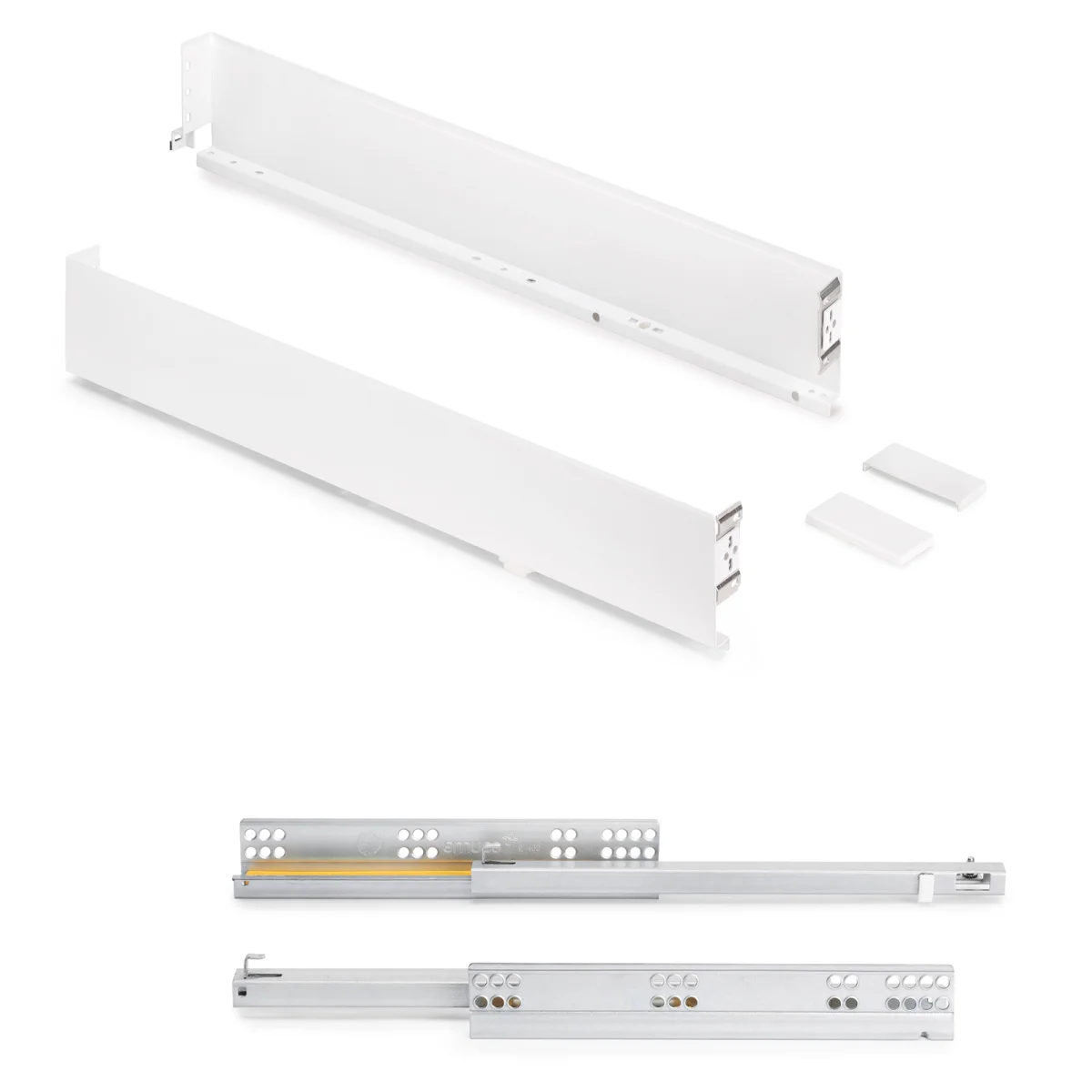 Jeu de tiroirs, avec cadres extra-fins, hauteur : 88 mm (3-15/32 »), surface : blanc, 400 mm (15-3/4 »), version : coulissant partiel avec fermeture amortie, jeu de tiroirs 3275212. pour meubles de cuisine et bien plus encore, d’EMUCA - Saldi Straordinari – Offerte Speciali