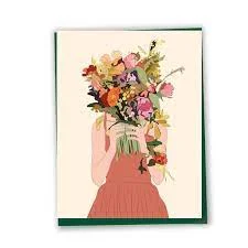 Lili Graffiti - Carte - Femme au bouquet||Lili Graffiti - Woman with bouquet - Boutique Bébé en Ligne : Soins, Jouets et Articles Maison Mini Carte Pop Up - Bouquet de Fleurs - Papeterie Julie Flamingo