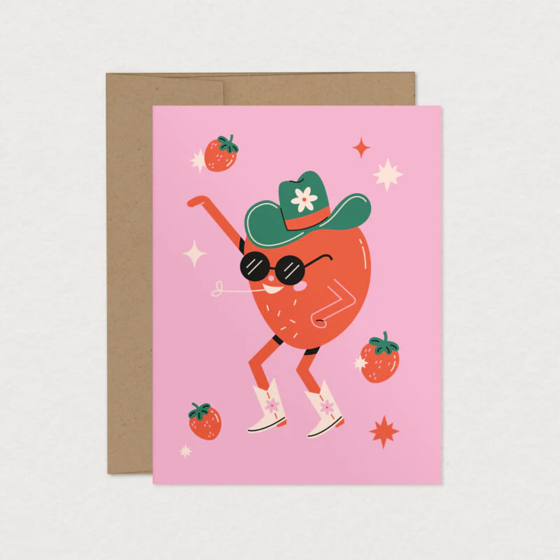 Mimosa Design Carte souhaits Fraise Design Wish Card Strawberry Swing Boutique Bébé Ligne Soins Jouets Articles Maison