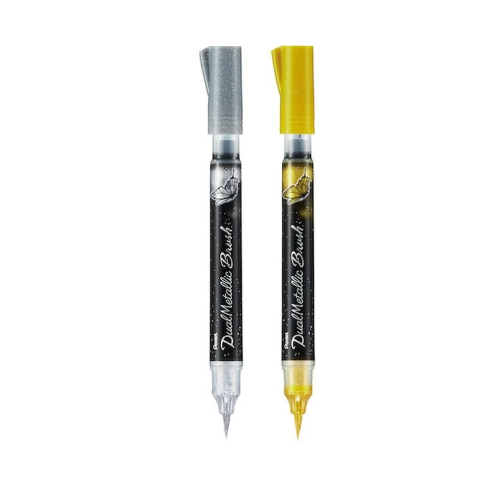 Rollers Pentel Dual Metallic Brush Silver & Gold - Organisation de la maison avec des solutions de rangement - {'count': 1, 'name': 'Lot'}