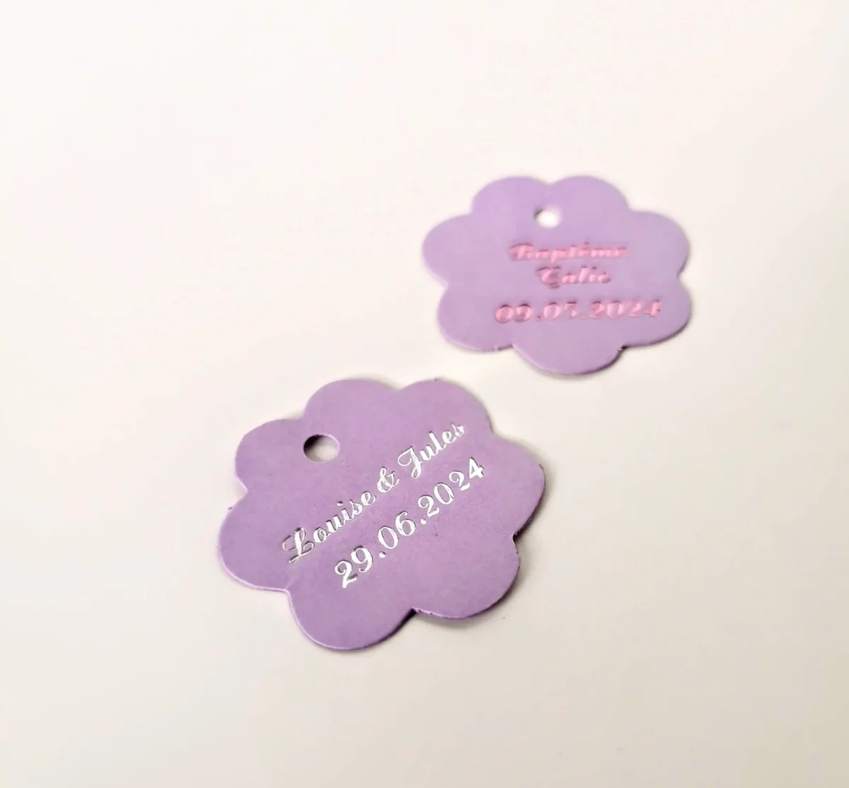 Etiquette dragées – Fleur Parme – Personalisée - ​Boulangerie-Pâtisserie | Pain au Levain Noir & Viennoiseries