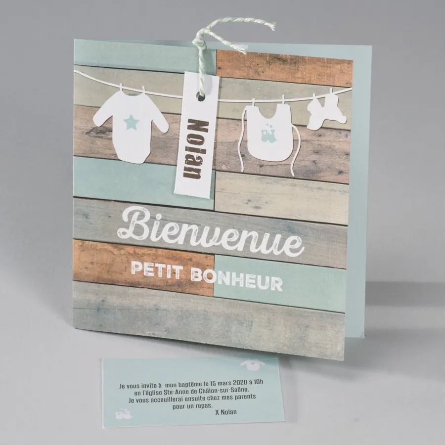 Faire-part baptême ou naissance - ​Boulangerie-Pâtisserie | Pain au Levain & Viennoiseries​ Faire-part de Baptême Arc en ciel du bonheur, 15 x 10 | Echantillon offert