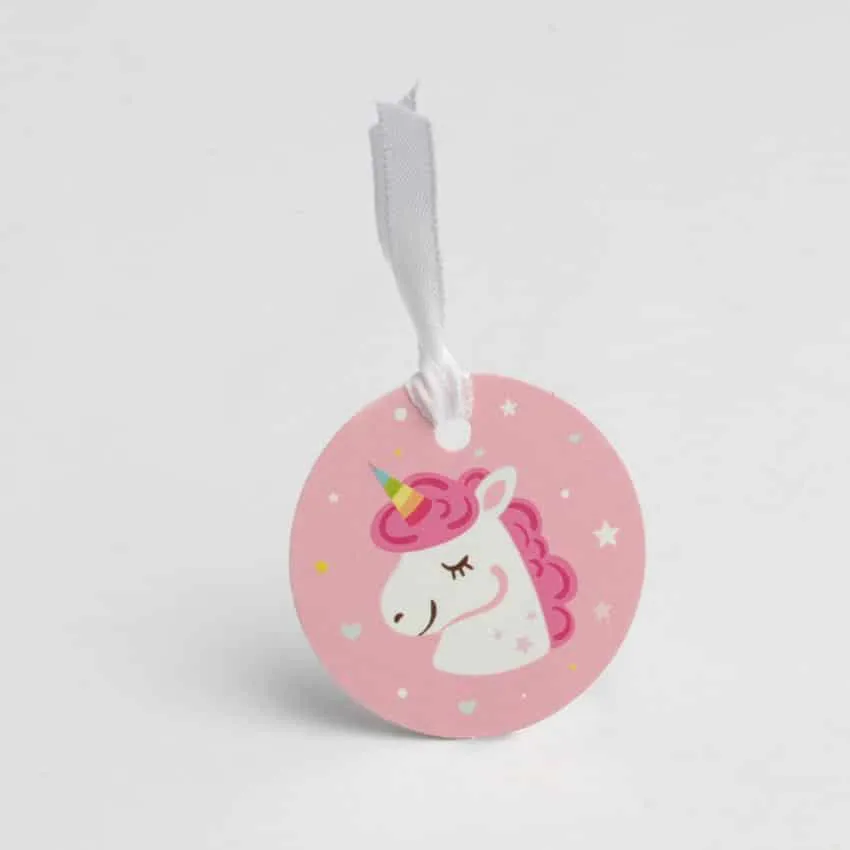 Étiquette Licorne ronde rose – Lot de 12 - Gourmand ​Boulangerie-Pâtisserie | Pain au Levain & Viennoiseries