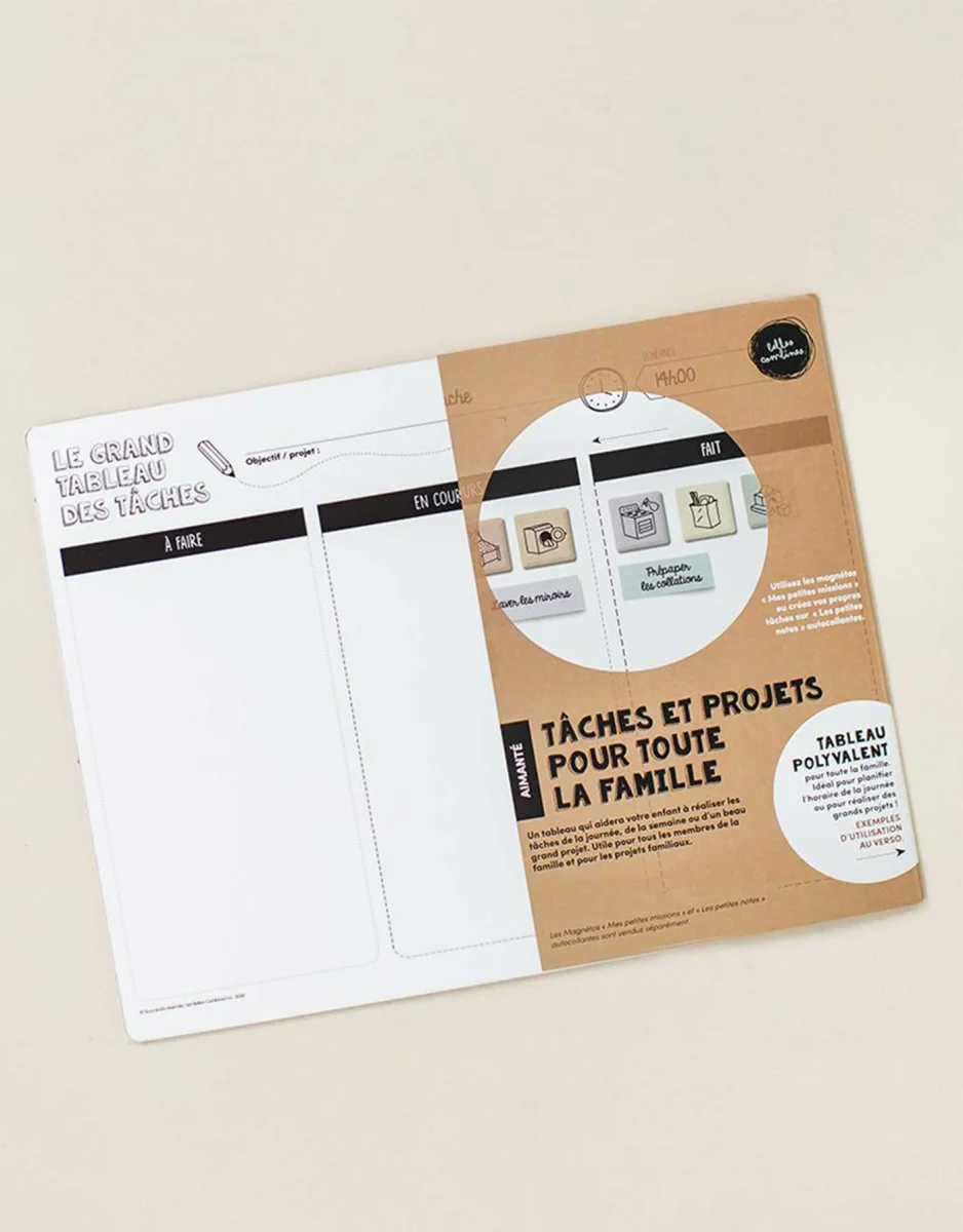 Mon grand tableau de tâches - Les belles combines - Boutique Maman & Bébé – Produits Essentiels au Quotidien Tableau des tâches ménagères pour les enfants | Tâches ménagères par âge,  Tache menagere par age,