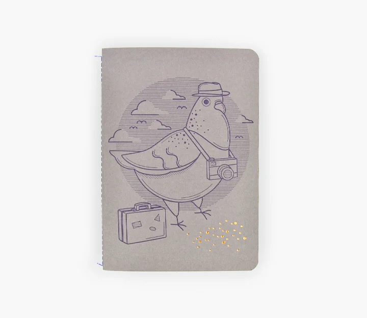 Carnet de notes cousu – Pigeon Voyageur (gris) New - Vins Rouges Harmonieux pour Chaque Occasion