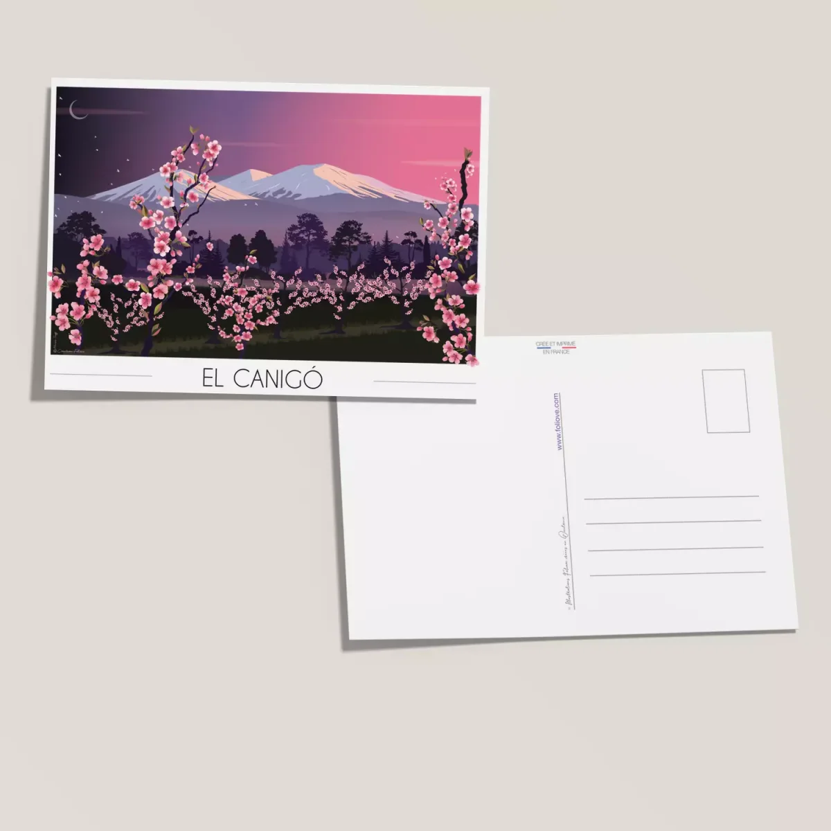 Carte postale El Canigó Pêchers fleurs Vins Rouges Harmonieux Occasion