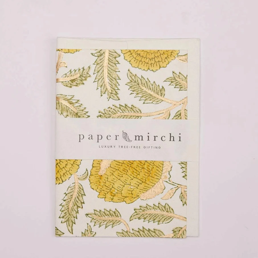 Carte de Vœux Block Print Marigold Glitz Sunshine - Papier Mirchi - Organisation de la maison familial avec des solutions de rangement