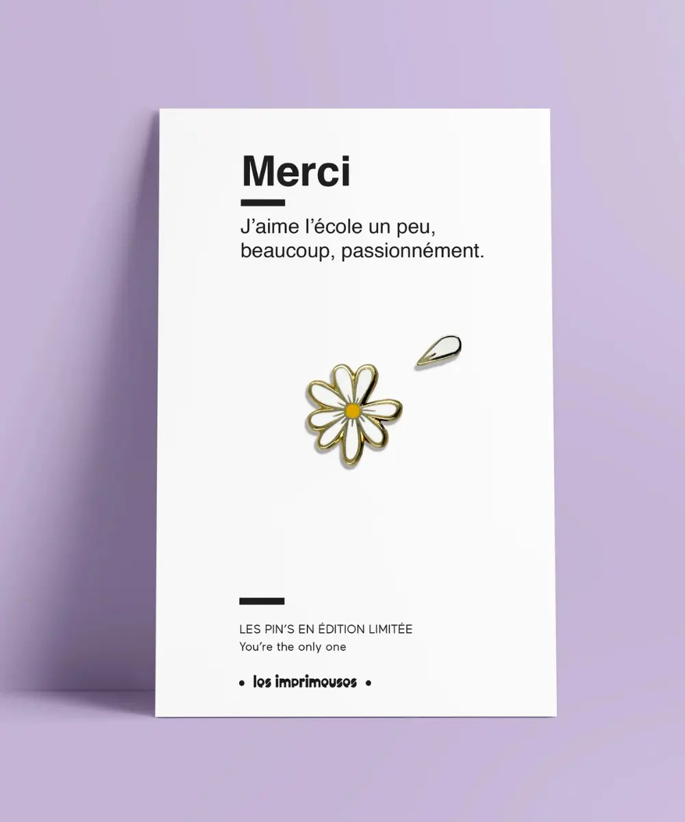 Pin's Marguerite "Merci Maîtresse" | Les Imprimeuses - Univers maison et accessoires utiles pour une vie simplifiée - {'count': 1, 'name': 'Cerise'}