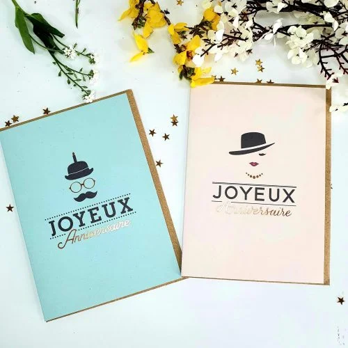 Carte Double « Joyeux Anniversaire » Madame/Monsieur - Édition Limitée – L’Art de la Table Française en Promotion ! - Cartesdart