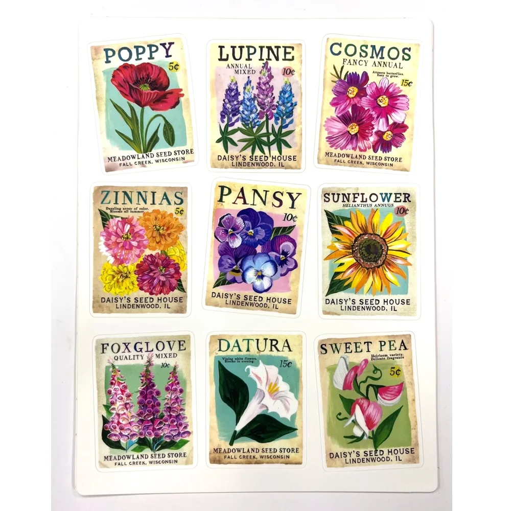 Planche Stickers Sachets Graines Organisation maison solutions rangement
