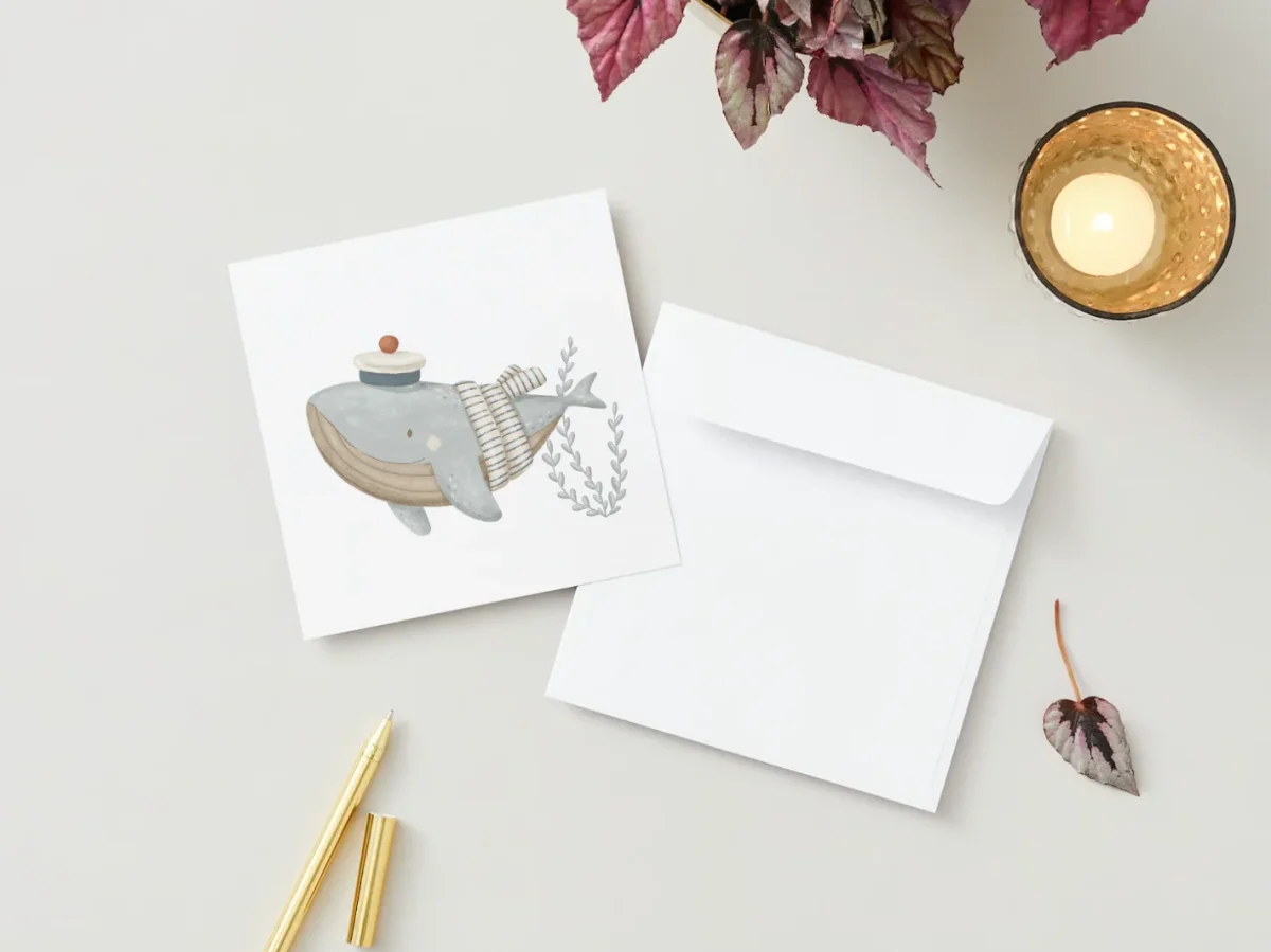 Carte souhaits Baleine Veille Boutique Maman Bébé Produits Essentiels Quotidien