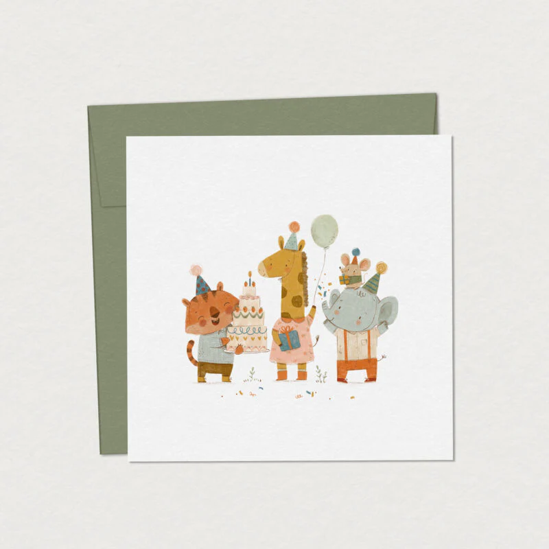 Mimosa Design Carte Souhaits Savane Fête||Mimosa Design Wish Card Wild Birthday Boutique Bébé Ligne Soins Jouets Articles Maison