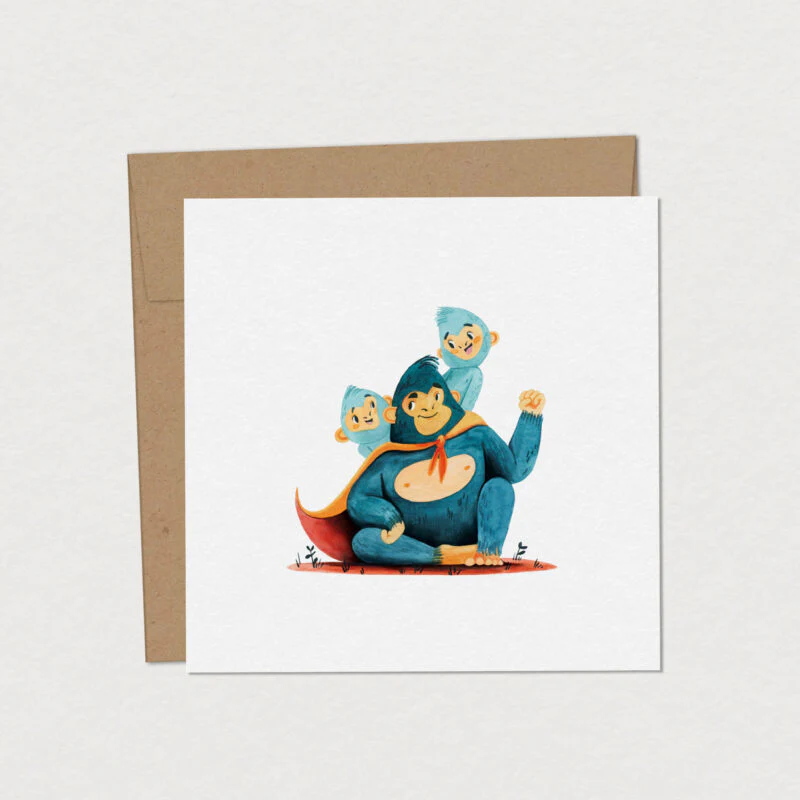 Mimosa Design - Carte de souhaits - Papa Gorilla||Mimosa Design - Wish Card - Gorilla Father - Boutique Bébé en Ligne : Soins, cartes Jouets et Articles Maison