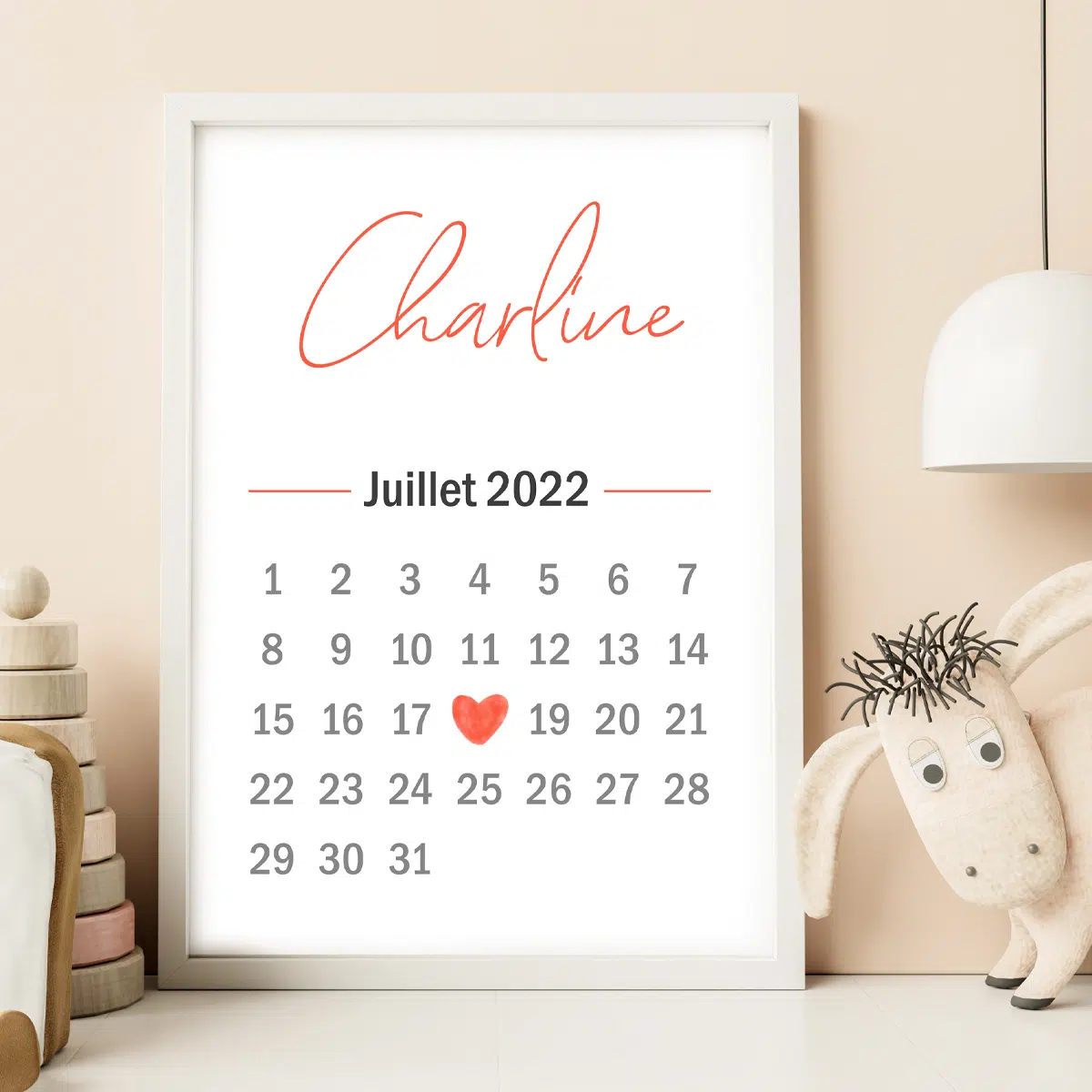 Affiche Prénom Calendrier Nidouillet - Accessoires pratiques maison pour un intérieur plus fonctionnel