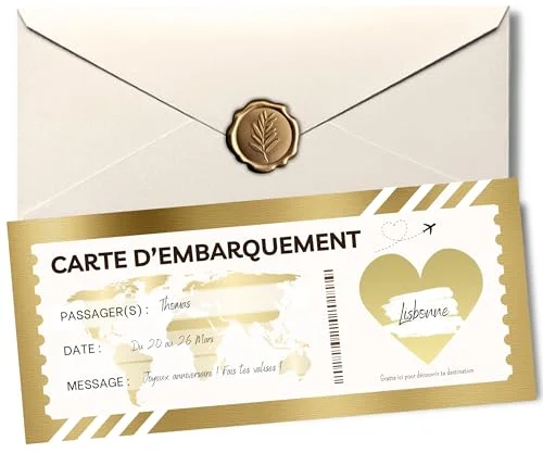 Carte à Gratter Voyage Surprise-Billet Avion Personnalisable - Vins Rouges Harmonieux pour billet Chaque Occasion