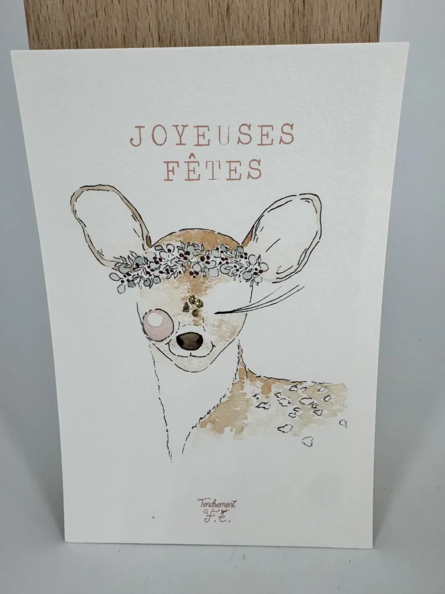 Carte Joyeuses Fêtes Faon – Tendrement Fé - Saldi Straordinari – Offerte Speciali Disponibili Adesso - Joyeux anniversaire