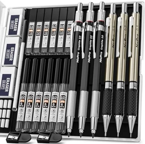 Nicpro Kit Dessin Premium: Porte-Mines Métalliques (2B, HB, 2H) et Accessoires pour Esquisse, Illustration et Architecture - ​Boulangerie-Pâtisserie | Pain au Levain & Viennoiseries​ - {'count': 1, 'name': 'Vecteur'}
