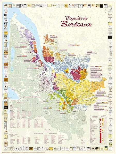 Carte vins Bordeaux 66×88 Vins Rouges Harmonieux Occasion