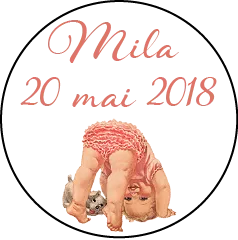 Étiquettes autocollantes petite fille Vintage Personnalisable ​Boulangerie Pâtisserie Pain Levain Viennoiseries