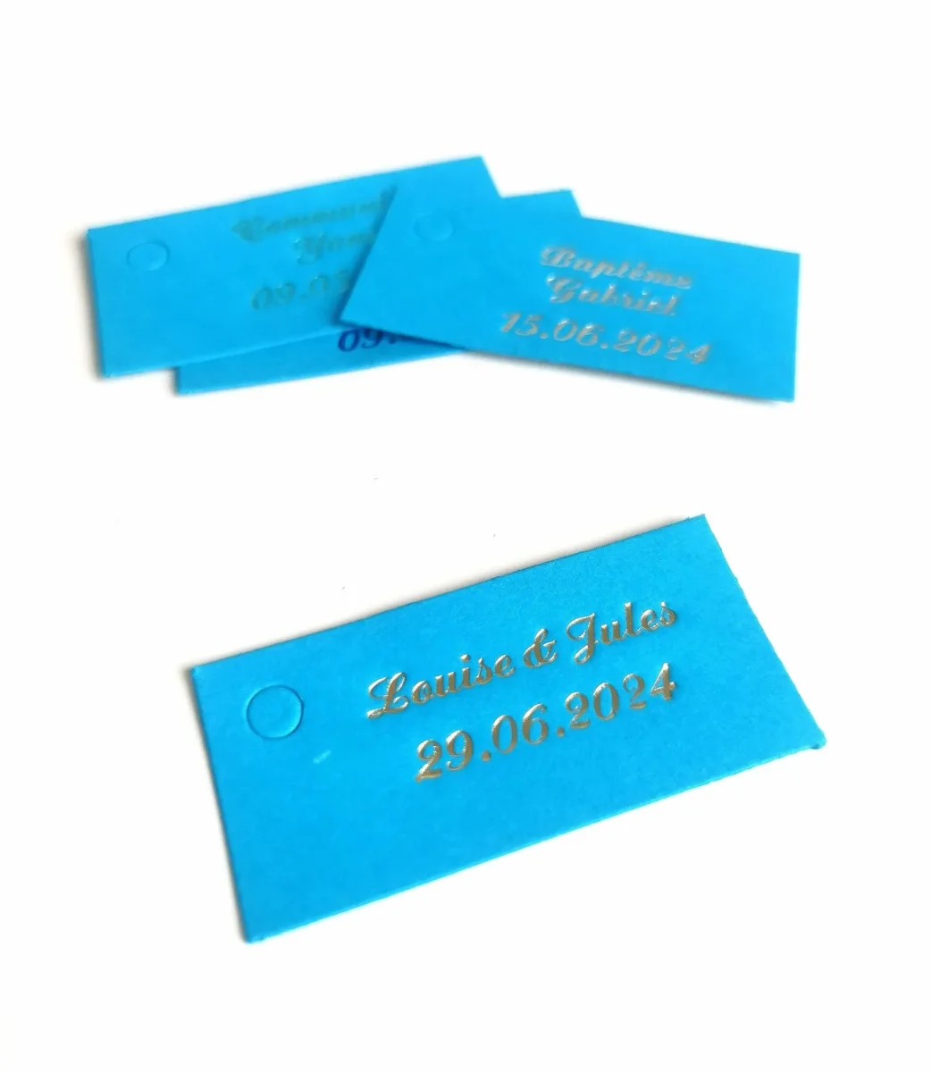 Etiquette dragées Rectangle Turquoise ​Boulangerie Pâtisserie Pain Levain Viennoiseries