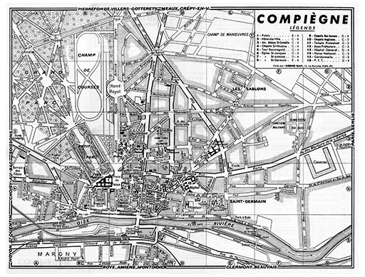 Plan de ville vintage de Compiègne - Vins Rouges Harmonieux pour Chaque Occasion - Cave