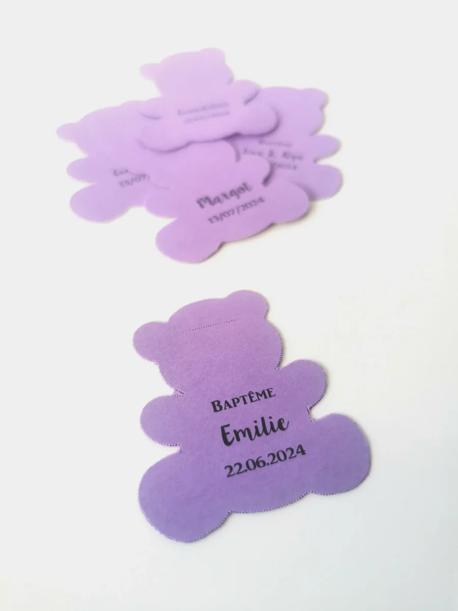 Étiquette à Dragées Ourson Personnalisée – Violet - ​Boulangerie-Pâtisserie | Pain au Levain & Viennoiseries​ - {'count': 3, 'name': 'pain'}